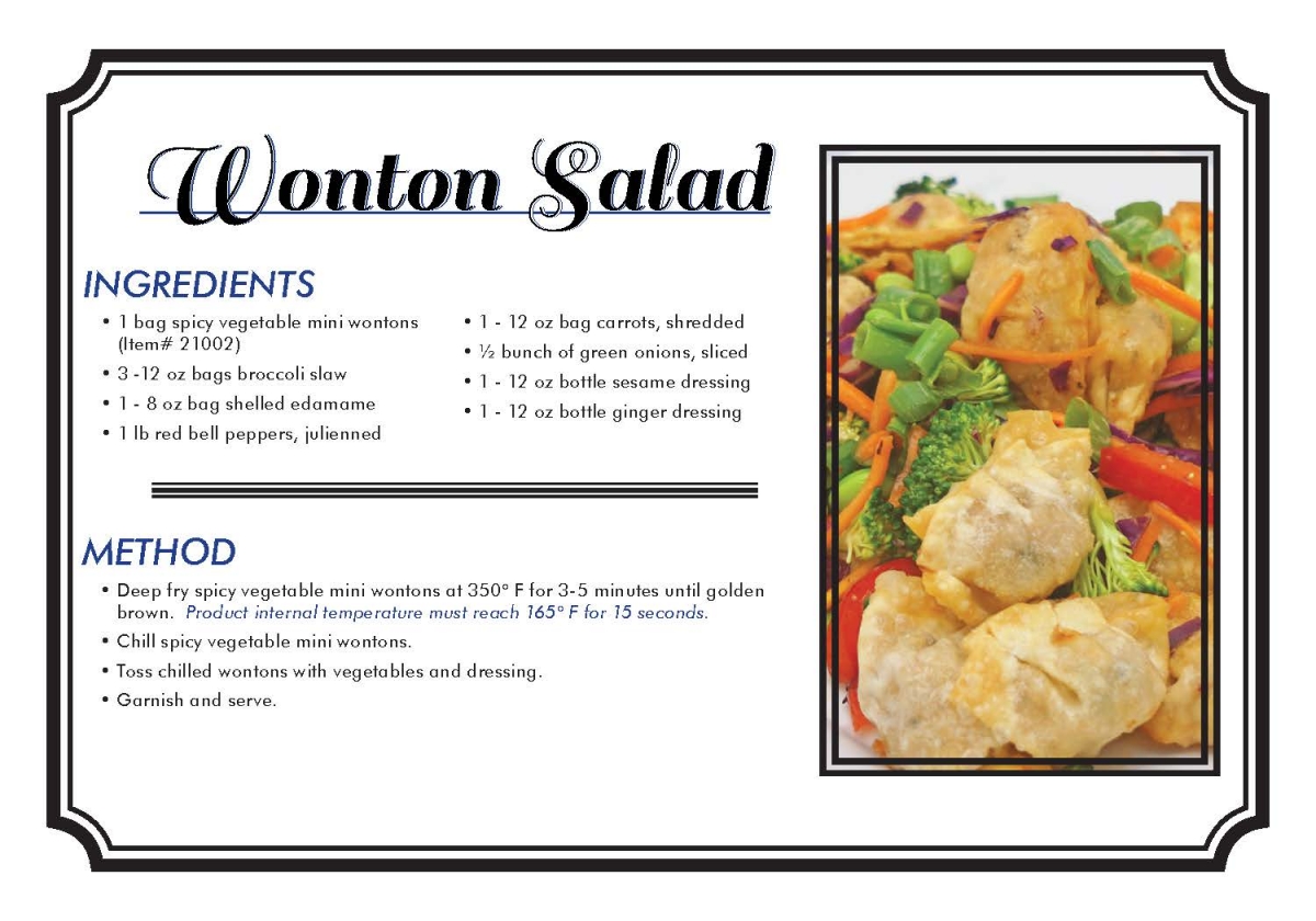 Recipe Cards featuring new ready-to-eat product